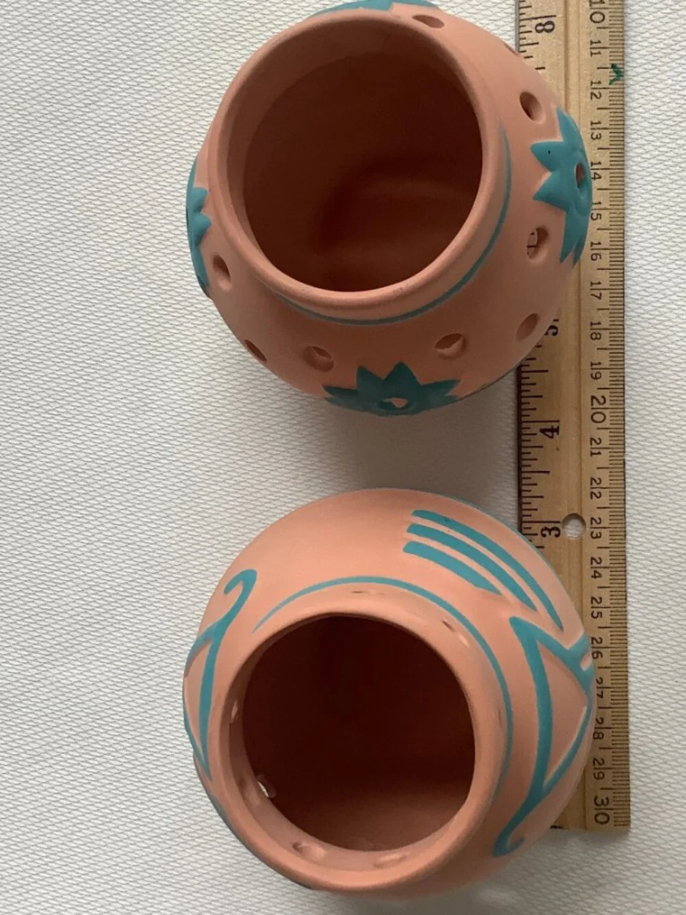 Collection of small Southwest Candle holders Clay Ceramic